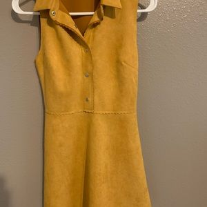 Mustard color dress mid length. New, light suede imitation.